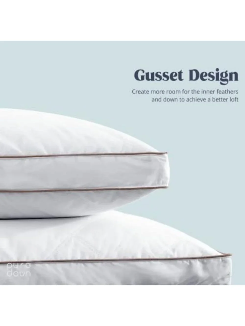 Luxurious Goose Down Pillows Set of 2 for Sleeping, King Size, Cotton Cover